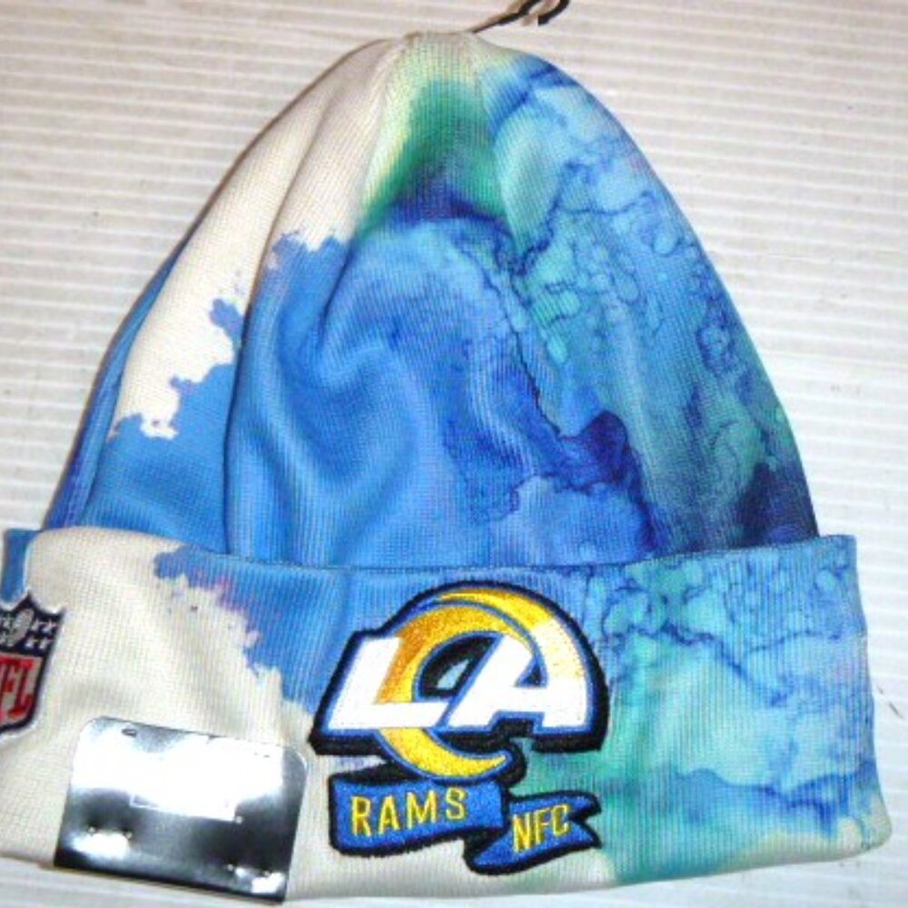 NFL New Era Mens Royal Los Angeles Rams Sideline Ink Dye Cuffed Knit Beanie New - Picture 2 of 2